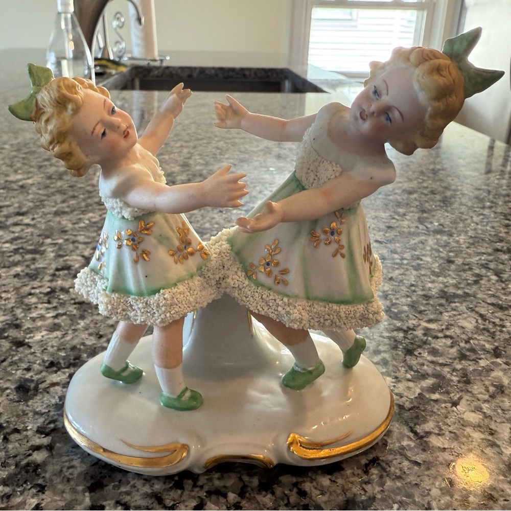 Dresden, Germany
 Figurine with Green and Gold Accents. 1920-1940